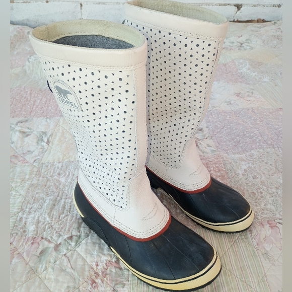 Sorel Shoes - Sorel Sorelli Tall Waterproof Winter Boots White Black Quilted Leather Women 8 ❄